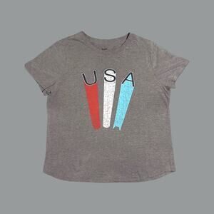 Sonoma Women’s Gray “USA” Graphic T-Shirt Sz: L